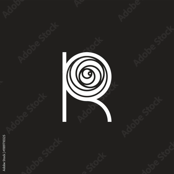 Fototapeta Letter R rose geometric symbol simple logo vector