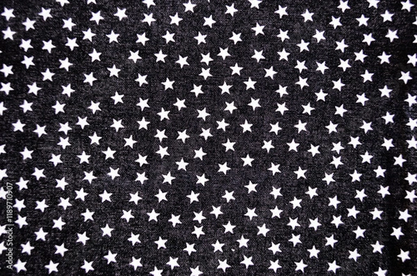 Obraz Full frame close-up of black fabric with small white stars