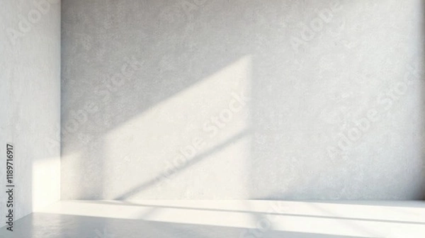 Obraz Sunlit Corner of an Empty Room with White Floor and Textured Walls