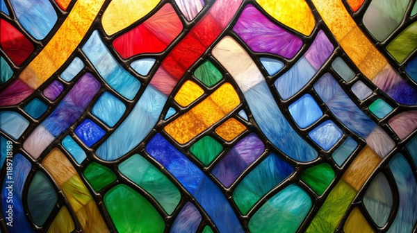 Fototapeta Multicolored mosaic pattern with vibrant tiles