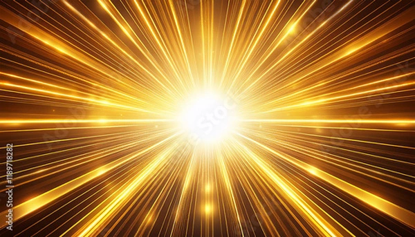 Fototapeta a bright white light shines in the center of the frame surrounded by a yellow glow and radiating rays