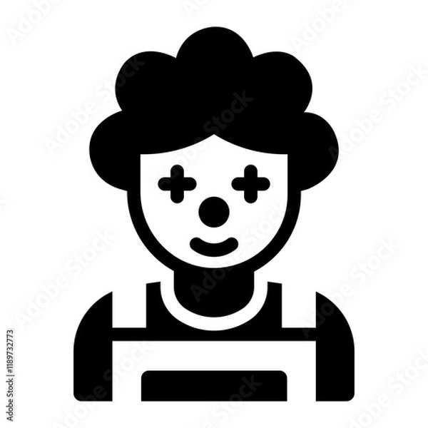 Fototapeta Clown avatar glyph icon representing entertainment and fun in events