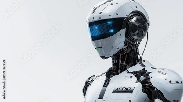 Fototapeta An artificial intelligence virtual assistant acts as an AI agent, providing customer service support as an AGI powered representative, symbolizing the future singularity of robot interactions
