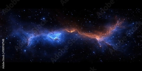 Fototapeta Vibrant Nebula and Starfield Cosmic Scene Digital Art Full Sphere Panoramic Background