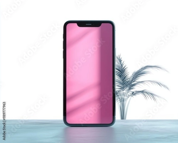 Fototapeta Minimalist Smartphone Design Mockup with Soft Gradient Background and Ambient Lighting