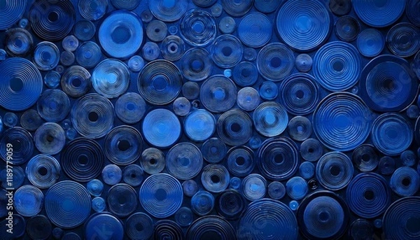 Fototapeta Abstract blue concentric circles pattern background.
