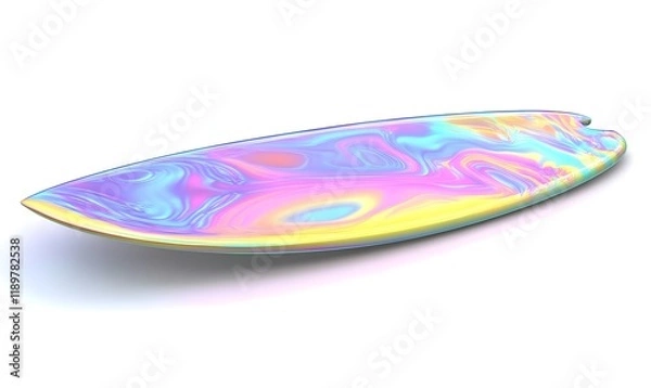 Fototapeta Iridescent surfboard isolated on white background.