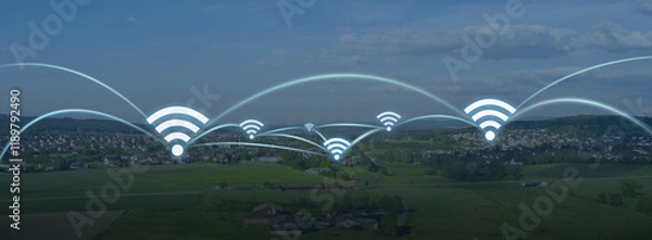 Fototapeta Internet Vernetzung auf dem Land - ländlicher Raum