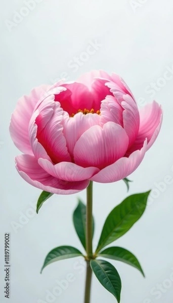 Fototapeta Delicate peony petals unfold on a snowy white background, blossom, nature, garden