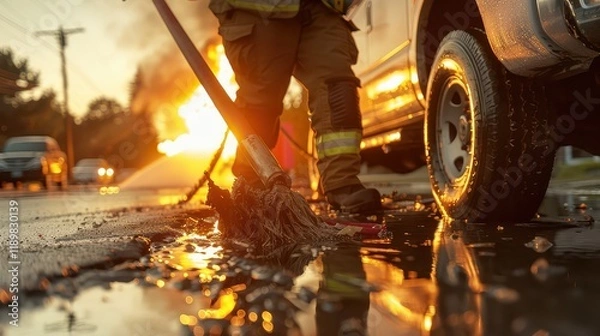 Obraz Firefighters struggled to put out the wildfire