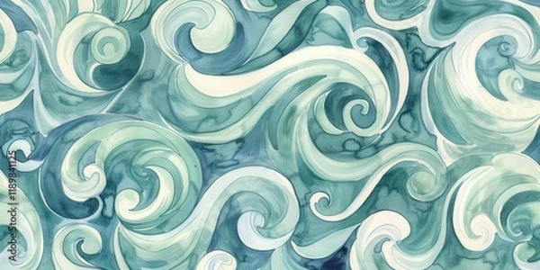 Fototapeta A swirling abstract pattern of waves in shades of blue and white, evoking a sense of fluidity.
