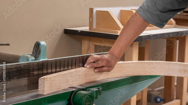Obraz carpenter - craftsman applying wood bending technique