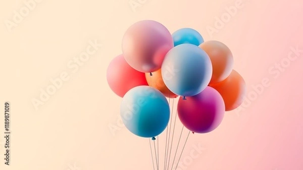 Obraz Pastel Balloons Float Against A Soft Pink Background