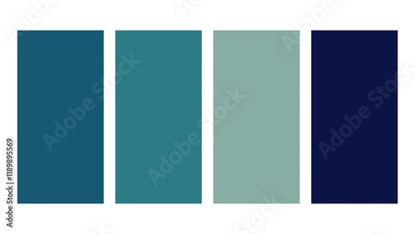 Obraz Teal Green, Teal, Seafoam Green, Royal Blue color palette. Set of bright color palette combination in rgb hex. Color palette for ui ux design. Abstract vector illustration for your graphic design