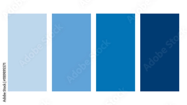 Obraz Baby Blue, Blue Grotto, Royal Blue, Navy Blue color palette. Set of bright color palette combination in rgb hex. Color palette for ui ux design. Abstract vector illustration for your graphic design