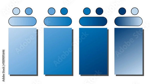 Obraz Set of vector gradient background. Cover set design with Baby Blue, Blue Grotto, Royal Blue, Navy Blue color. Beautiful abstract gradient for covers, wallpapers, branding, business cards