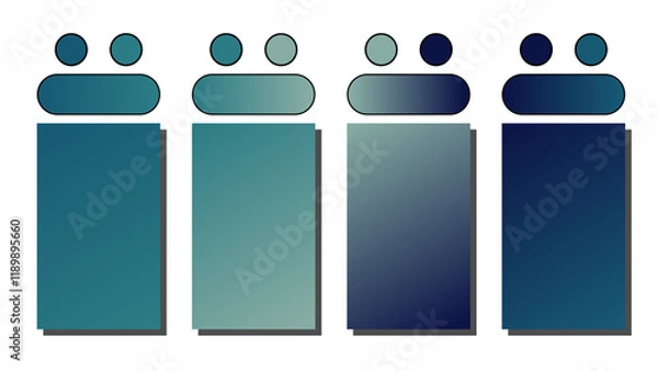 Obraz Set of vector gradient background. Cover set design with Teal Green, Teal, Seafoam Green, Royal Blue color. Beautiful abstract gradient for covers, wallpapers, branding, business cards