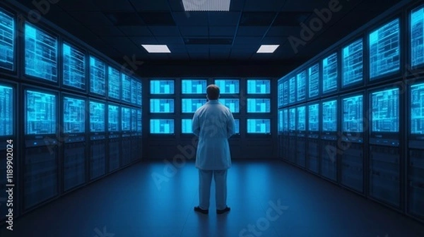 Fototapeta  A healthcare IT specialist overseeing the secure sharing of health data between hospitals.