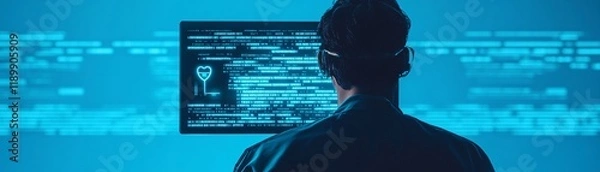 Fototapeta A secure health data system with glowing encryption symbols and firewalls protecting sensitive patient information.