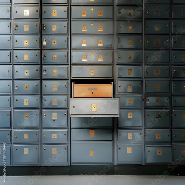Obraz Mail storage compartment in a postal facility showcasing organizational structure and design elements. Generative AI