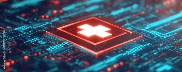 Fototapeta The concept of privacy in medical history visualized as a glowing data shield protecting interconnected health records.