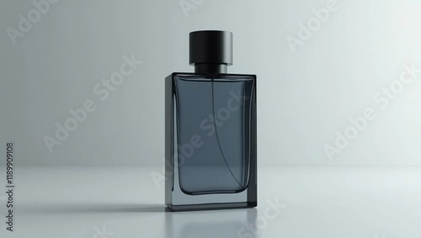 Fototapeta slate grey colored perfume for men in a transparent luxury bottle, designed with sharp, modern lines and a matte finish