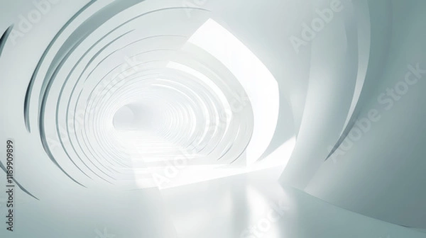 Obraz 3D render of an abstract futuristic background with white lines and empty space