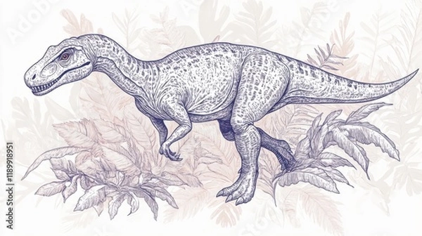 Fototapeta Detailed Illustration of a Tyrannosaurus Rex in Natural Habitat