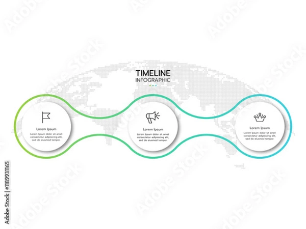 Obraz Infographic template. Concept of circular process with 3 steps and icons.