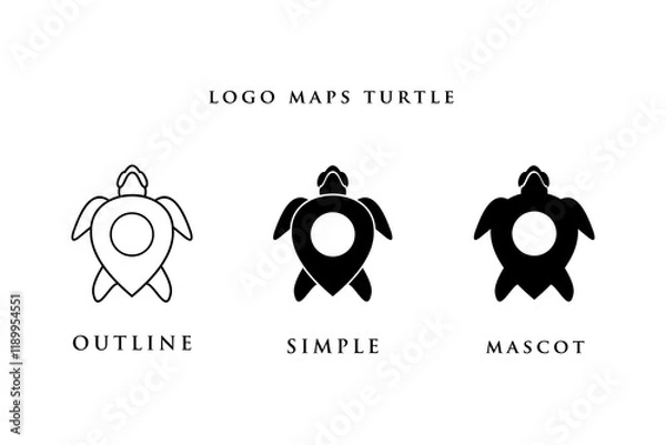 Obraz a turtle with a simple map logo