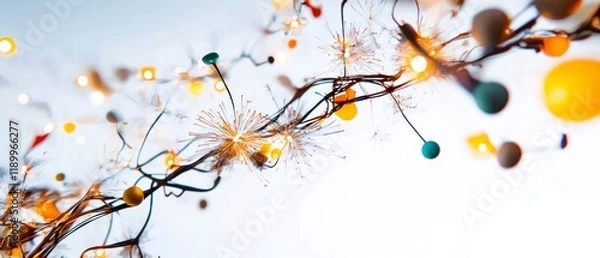 Fototapeta Festive Lights  Sparkling Branches  Abstract Design  Holiday Decor  Glowing Ornament  Brig