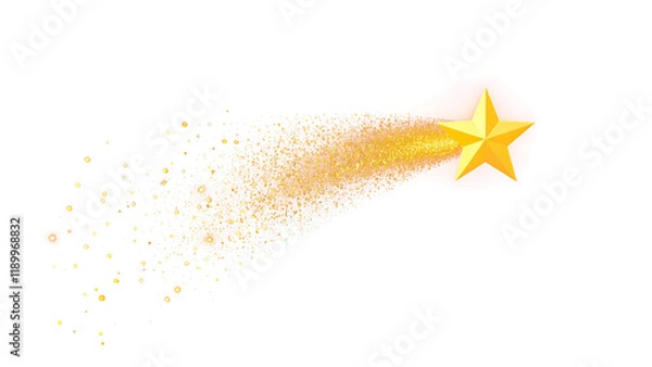Fototapeta A shooting star with a golden trail on a transparent background.