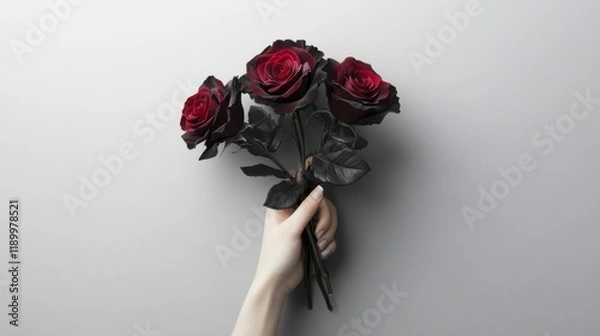Obraz Dark Red Roses Held in a Gentle Hand