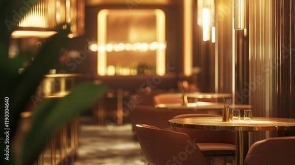 Obraz Luxurious Restaurant Ambiance with Soft Blurred Lighting Effects