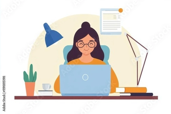 Fototapeta remote worker engaged in online learning from home