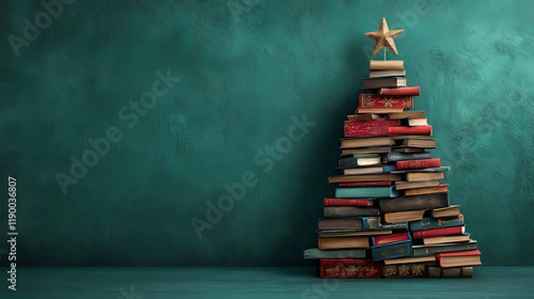 Obraz Creative book-stacked Christmas tree design