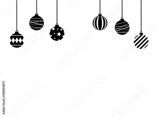 Fototapeta フラットクリスマスボールオーナメントフレームG：黒