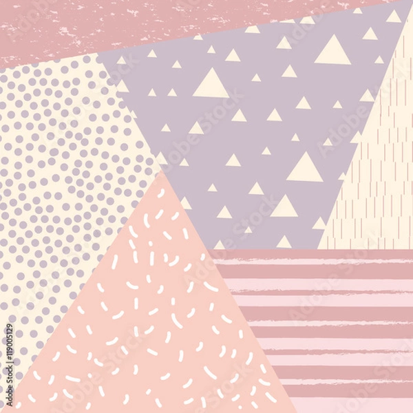 Obraz Trendy memphis style background with retro style texture, pattern and geometric elements. Vector illustration