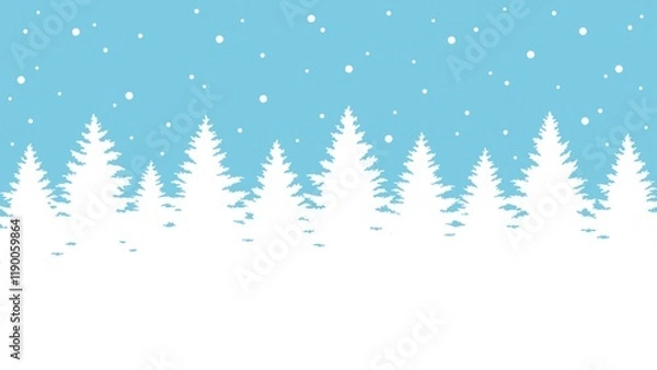 Obraz 針葉樹 降雪シルエット