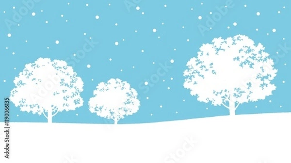 Obraz 広葉樹 降雪シルエット