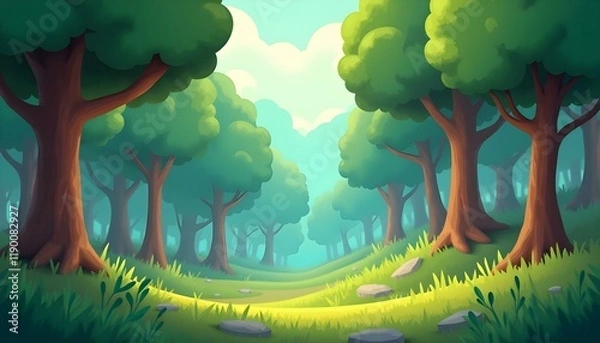 Obraz cartoon forest background