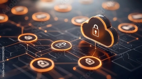 Fototapeta Secure Cloud Computing Network Data Protection Safety