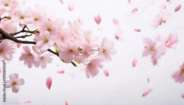 Fototapeta 桜 花びら 春 ピンク 美しい 自然 花見 日本 風景 風 儚い 季節 満開 枝 芽 咲く 花弁 落ちる 景色