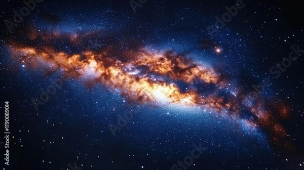 Fototapeta Majestic cosmic swirl of the Milky Way galaxy, a vibrant tapestry of stars, nebulae, and cosmic dust in deep space