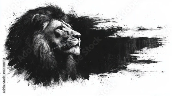 Fototapeta jesus the lion of judah lion head with cross and grunge background vector illustration in black and white