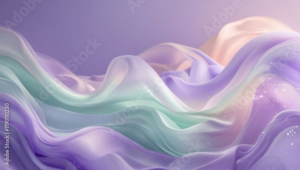 Obraz A high-resolution background featuring a soft rainbow pastel gradient that blends creamy lilac, mint green, and blush tones, designed to create a serene and modern aesthetic.