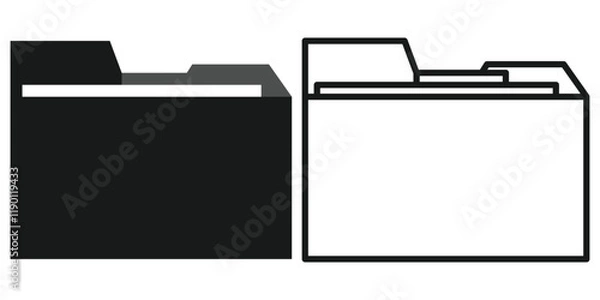 Fototapeta File folder icon set. Documents for computer. File folders with data in flat style. Mail symbol, Computer file folder symbol in flat style, Business document folder icon. Vector illustration
