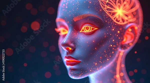 Fototapeta AI and Machine Learning Abstract Illustrations. Bright and realistic images