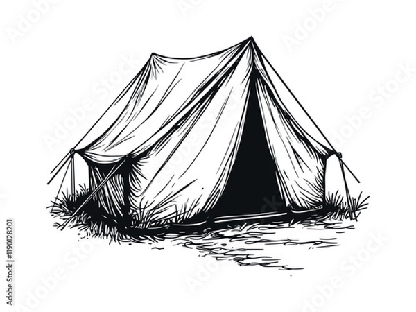 Fototapeta camping or hiking tent illustrations, camping or hiking tent Silhouette black vector isolated on white background

