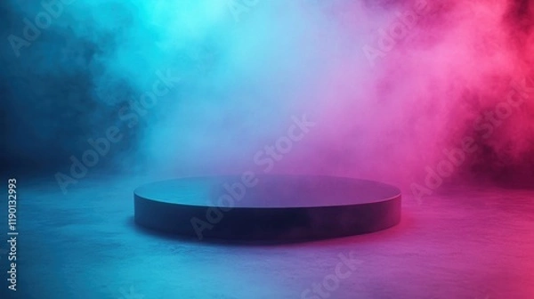 Obraz Pink smoke rises mysteriously from a dark circular object, creating an intriguing atmosphere enhanced by vibrant colors